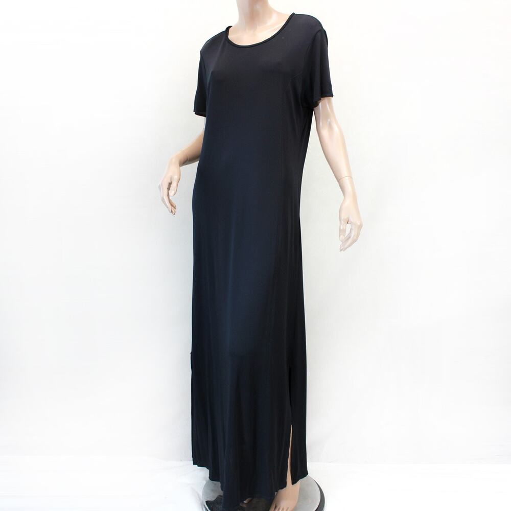 Ann Taylor black minimalist quiet luxury 90's whimsigoth slits maxi dress large